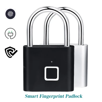 Smart pirkstu Nospiedumu Slēdzenes, Keyless USB Lādējamu Ātri Atslēgt Melnā un Sudraba Bezmaksas Kuģis