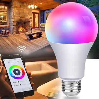 Smart Spuldzes, WiFi, Bluetooth E27 B22 Aptumšojami Taimera Funkcija LED Smart Lampas RGB+ Balts+Silts Balts Darbu ar Alexa/Google