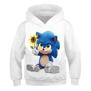 Smieklīgi 3D Sonic Ezis hoodies par pusaudžu meiteņu rudens pie baltās vilnas Džemperi sporta Krekls bērniem drēbes Anime topi sudaderas