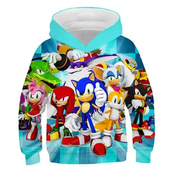 Smieklīgi 3D Sonic Ezis hoodies par pusaudžu meiteņu rudens pie baltās vilnas Džemperi sporta Krekls bērniem drēbes Anime topi sudaderas