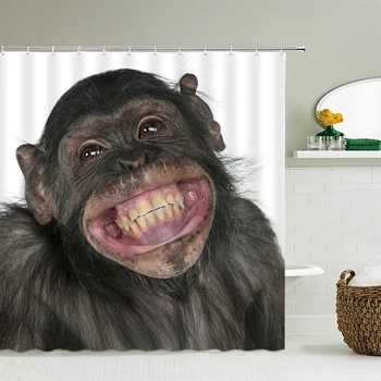 Smieklīgi Dušas Aizkars 3d Vannas Aizkari Mērkaķis Orangutan Dzīvnieku Drukāšana, Ūdensnecaurlaidīga Poliestera vannas Dekoru lielu 180x200cm
