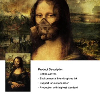 Smieklīgi Mākslas Mona Lisa Turiet Pistoli Kara Sienas Art Attēlus Audekls Gleznas, Plakāti un Izdrukas Dzīvojamā Istaba Dekori