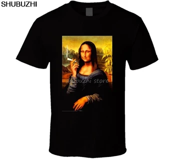 Smieklīgi Stoner Narkotiku Mona Lisa Kopīgo Spēli Vīriešu T krekls Melns Apaļu Apkakli, Īsām Piedurknēm Tee Krekli sbz1132