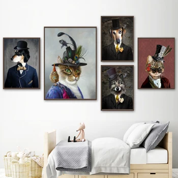 Smieklīgi Suns, Kaķis, Vilks, Lapsa, Portrait (Portrets) Nordic Plakātu Sienas, Attēlus, Dzīvojamā Istaba Plakātu Izdrukas Sienas Mākslas Audekls Gleznošanai Attēlu Bez Rāmīša
