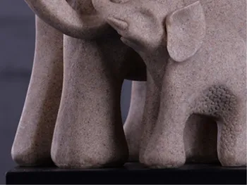 Smilšakmens Skulptūru Māte Un Dēls Zilonis Sveķu Amatnieku Radošie Mājas Apdare, Rotājumi Modes Darbvirsmas Apdare Dāvanas