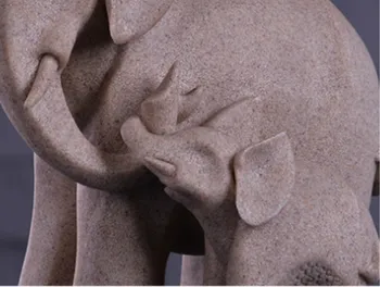 Smilšakmens Skulptūru Māte Un Dēls Zilonis Sveķu Amatnieku Radošie Mājas Apdare, Rotājumi Modes Darbvirsmas Apdare Dāvanas