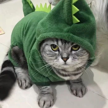 Snailhouse Karstā Pārdošanas Pet Cat Drēbes Smieklīgi Dinozauru Kostīmi Ziemas Silta Plīša Kaķis Mētelis Mazs Kaķēns Kaķis Pelēkā Vārna Kucēnu Suņu Apģērbi