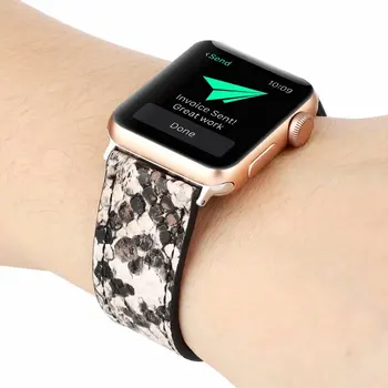 Snakeskin Ādas Band Apple Skatīties 6 5 4 3 SE 44mm 40mm Watchband Rokas Joslā, lai IWatch Serise 6 5 4 3 42mm 38mm Siksna