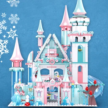 Sniega World Series Celtniecības Bloki, Ledus Princese Pils Meitenes Uzstādīt 1314pcs Ķieģeļi Izglītības Rotaļlietas, Ziemassvētku Dāvanas, Bērnu Rotaļlietas
