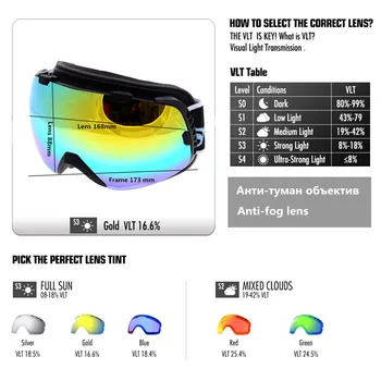 Snovborda Slēpošanas Brilles Dubultā Slāņu Anti-miglas Objektīvs Lielā Vīzija Photochromic UV400 Maska Ziemas Sniega Motocikls Slēpošanas Brilles Gafas