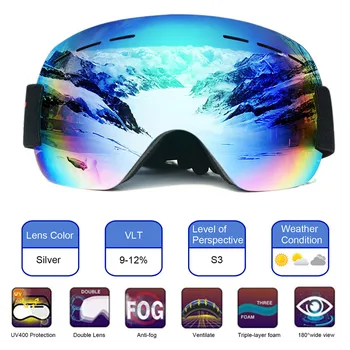 Snovborda Slēpošanas Brilles Rīku Slēpošanas Sporta Pieaugušo Brilles Anti-miglas UV Dual Objektīvs Smilšu-pierādījums liels Sfērisks Glāzes Par Vīriešiem, Sievietēm