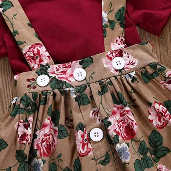 Sodawn Vasaras Bērnu Meiteņu Apģērbu Komplekti 2020. Gadam Kokvilnas ar Īsām Piedurknēm T-krekls+Ziedu Siksna Kleita +Galvas 3Pcs Toddler Apģērbi