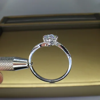Solid 18K 750Au Zelta 3ct Moissanite Diamond Ring D krāsa izmantoti vvs Ar valsts sertifikātu MO-00112