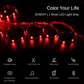 Sonoff L1 Smart LED Gaismas Sloksne 2M 5M 5050 RGB cuttable sloksnes/RGB kontrolieris/pastiprinātāja/AK ES MUMS adapteri/tālvadības pēc izvēles
