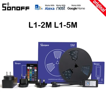 Sonoff L1 Smart LED Gaismas Sloksne 2M 5M 5050 RGB cuttable sloksnes/RGB kontrolieris/pastiprinātāja/AK ES MUMS adapteri/tālvadības pēc izvēles
