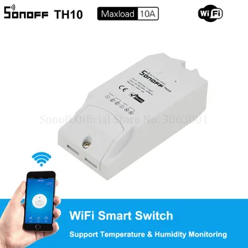 Sonoff TH10 10.A Wifi Smart Switch Modulis Bezvadu Slēdzis Alexa Atbalsta Temperatūras Sensors Mitruma Sensoru, lai Uzraudzītu Smart Home