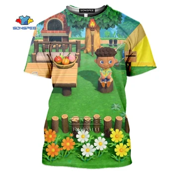 SONSPEE Anime Spēle Dzīvnieku Šķērso New Horizons Vīriešu T-krekls Vasaras Gadījuma Harajuku T krekls 3D Iespiests t-veida Topi, Streetwear