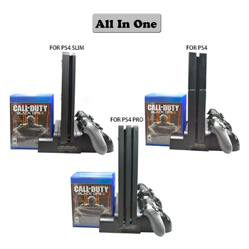 SONY Playstation 4, kā arī Lādētāju Stāvēt PS4/PS4 Slim/PS4 Pro Dual Kontrolieris Lādētāju Konsoles Uzlādes Staciju Doks Ar Dzesēšanas Ventilators