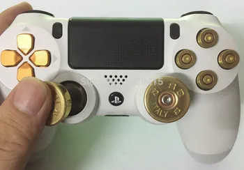Sony Playstation Dualshock Kontrolieris 4 Zelta Dpad + Misiņa Analog Īkšķi Nūjas + 9mm Lodi Pogas Mod Komplekts PS4 Kontrole