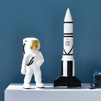 Spaceman skulptūru raķešu mūsdienu sveķu skulptūru roku darbs mājās dekorēšanas piederumi home decoration accessories mūsdienu