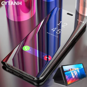 Spogulis Flip Case for Samsung Galaxy S10 Plus S8 S9 S10 5G S10e Tālrunis Stāvēt Gadījumos 3. Paaudzes Spogulis Ādas Telefonu Gadījumā