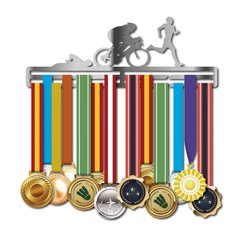 Sporta dāvanas, medaļu Triatlona pakaramais Sporta medaļu display rack Medaļu pakaramais par wimming,velosipēds,kas darbojas medaļas