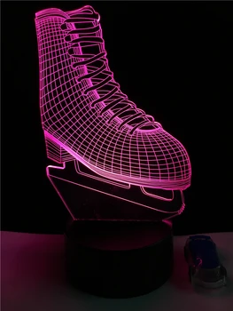 Sporta Ledus Slidu Apavu 3D LED Lampas, Akrila Plāksnes Nakts Gaisma Mazulis Istabas Galda Multicolor Modes Atmosfēru, Dekoratīvais Apgaismojums