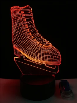 Sporta Ledus Slidu Apavu 3D LED Lampas, Akrila Plāksnes Nakts Gaisma Mazulis Istabas Galda Multicolor Modes Atmosfēru, Dekoratīvais Apgaismojums