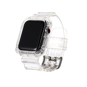 Sporta Silikona Siksniņa Gadījumā par Apple Skatīties, Sērija 6 5 4 3 2 1 SE Pārredzamu Watchbands par Iwatch Datumi 38 40 42 44MM Aproce