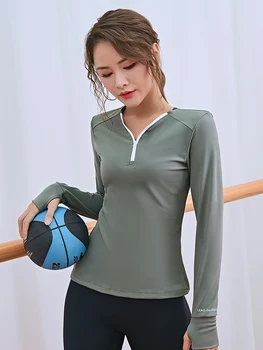 Sports top sieviešu rudens plānas ātri žāvēšanas garām piedurknēm t-krekls jogas apģērbu slim novājēšanu neto red fitnesa apģērbi