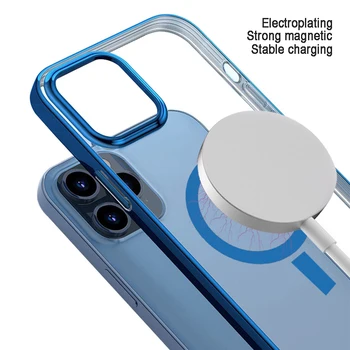 Spēcīga Mgnetic Lietā par iPhone 12 Pro Max 12 Pro Lādētāju seguma iPhone 12 Mini Bezvadu Maksas Pārredzamu Plānas
