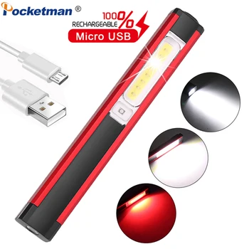 Spēcīgs Darbs, Gaismas COB LED Lukturīti Magnētisko Darba Lukturi USB Lādējamu Lāpu Pārbaudes Signāllukturis ar Sarkanu / Baltu Gaismu, 4 Režīmi