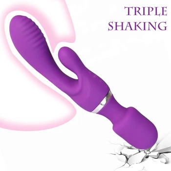 Spēcīgs Trīs-mehānisko AV Zizli Klitora Stimulators G-spot Maksts Massager Silikona Dildo Vibratoru Trīs Vibrācijas Sieviešu Masturba