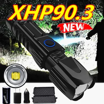 Spēcīgs XHP90.3 Xlamp Lukturīti Taktiskais Lukturītis USB Lādējamu Lāpu Ūdensizturīgs Lāpu Smart Čipu Kontroles 26650 akumulators