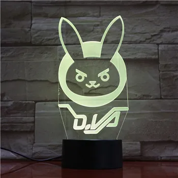 Spēle Overwatch D. Va Hana Dziesmu Kids Nakts Gaisma LED Touch Sensors Guļamistaba Dekori Gaismas Svētki Klāt PLŪSMAS 3d Nakts Lampas Dva Gultas