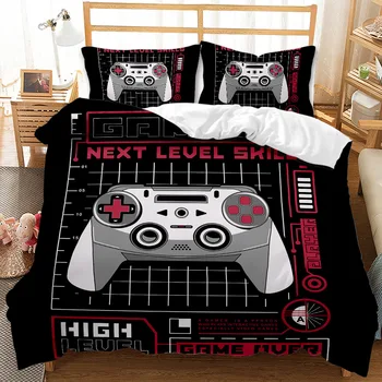 Spēļu konsole elements3D modes karikatūra digitālā druka 2/3pc sega segtu spilvendrāna divguļamā gulta, kopa lapa vāciņu, sega, gultas