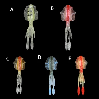 Spīd Gaismas Squidy Mīksto Ēsmu Astoņkājiem, Svārki Mīksto Plastikātu Ēsmu, Velcēšanas Zvejas Vilinājums Risināt Spilgtas Krāsas Piesaista Zivju #4