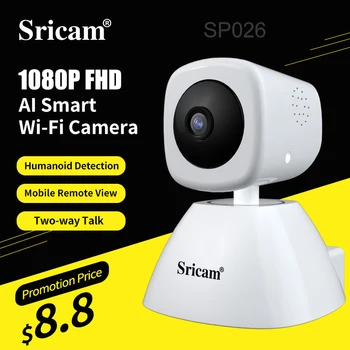 Sricam SP026 1080P WiFi IP Kameras Smart AI, Auto Kustības Izsekošana Iekštelpu Drošības CCTV Kameras Bezvadu Nakts Redzamības Baby Monitor