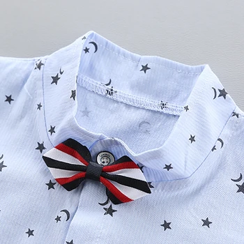 Star Print Puika Džentlmenis Tērpiem Uzvalkā ar Īsām Piedurknēm Toddler tauriņu Krekls Topi+Sarkanas Bikses, Vasarā Bērniem noteikti 0-4Y