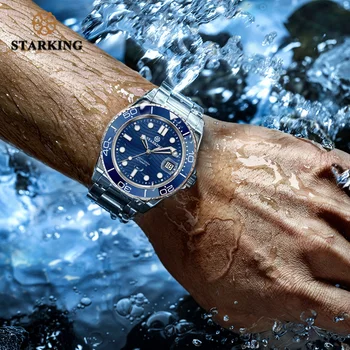 STARKING Automātiskā Skatīties Vīrieši 40mm Zaļš Ūdens Gars Skatīties Japāna Movt Mehāniskās Rokas pulksteņi 100M Ūdensizturīgs Relogio