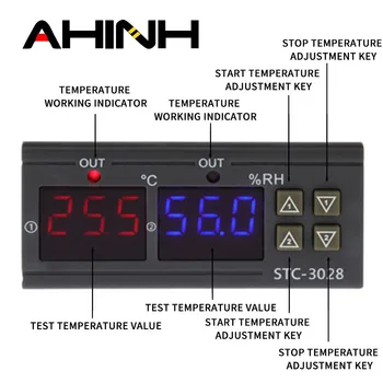 STC-3028 AC 110V, 220V LED Ciparu Termostats Humidistat Mitruma, Temperatūras regulators Regulators Thermoregulator Higrometru