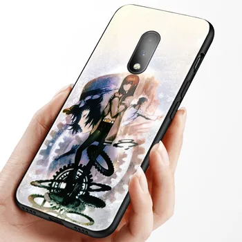 Steins Vārtiem anime plakātu phone gadījumā oneplus 6 6t 7 pro, rūdīta stikla vāks TPU mīksta silikona gluda coque shell