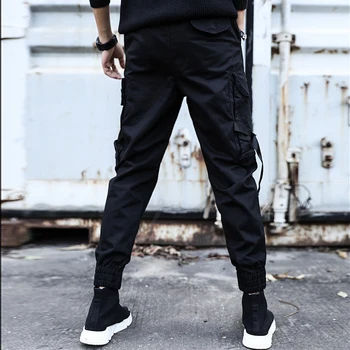 Streetwear Harēma Joggers Vīriešiem Lentes Sānu kabatas Maskēties Militāro Vīriešu Bikses Casual Slim Kravas Bikses, Lai Cilvēks
