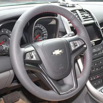 Stūres rats aptver Gadījumā Chevrolet Malibu Auto stils DIY īstas ādas Anti-slip elpojošs stūres pārvalki