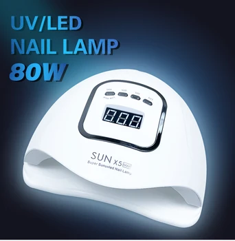 SUNX5 MAX 80W LED Nagu Lampu Manikīrs, Nagu Žāvētājs Dual rokās 45 GAB LED UV Konservēšanas Lampas UV Gela Nagu laka Ar Kustības Sensoru