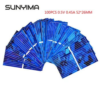 SUNYIMA 100gab 0,5 V 0.45 Krāsains Polikristālu Saules baterijas 52*26mm Saules Paneļu uz DIY Sunpower Akumulatora Lādētāju Strāvas Solars