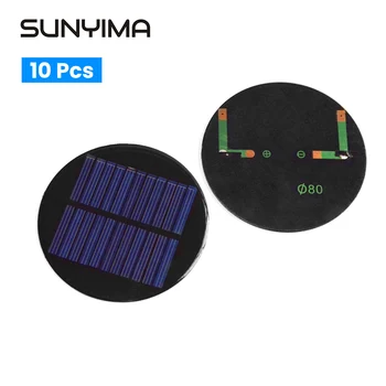 SUNYIMA 10Pcs 5.5 V 0.08 A Polikristālu Saules Paneļi 80mm Mini Saules baterijas, Saules Rotaļlietas DIY Akumulatora Lādētājs Saules Enerģijas Šūnas