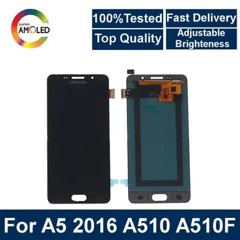 Super AMOLED LCD Samsung Galaxy A5 līdz 2016. A510F A510M A510FD A510Y Mobilā telefona LCD Displeju, Touch Screen Digitizer Montāža