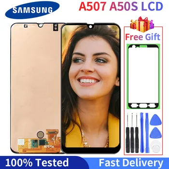 Super AMOLED LCD Samsung Galaxy A50S A507 LCD Displejs SM-A507FN/DS A50FF/DS Touch Screen Digitizer Montāža Ar Dāvanu