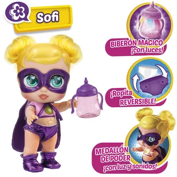 Super cute Super varonis lelle Sofi ar burvju pudele, atgriezeniska apģērbu un interaktīva lelle piederumi ar gaismas un skaņas